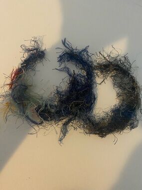 Fuzzy Loop Statement Hoop Earrings in Blue and Gray